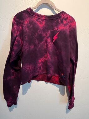 Aviator Nation Tie-Dye Cropped Sweatshirt - Plum/Pink